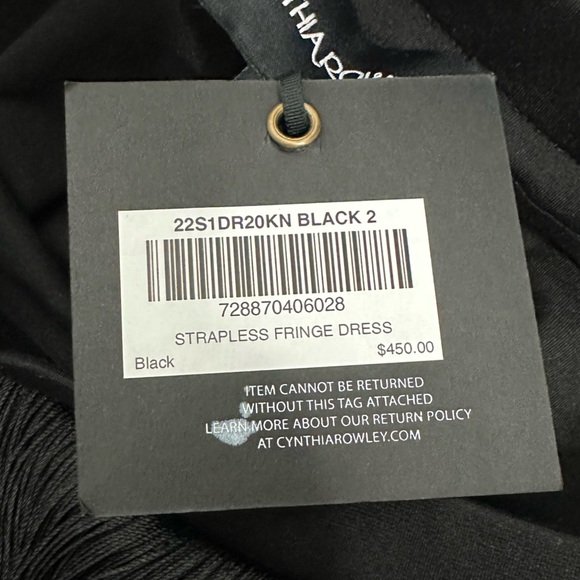NWT Cynthia Rowley Gabrielle Strapless Fringe Dress Size 2 US Black - Picture 7 of 9